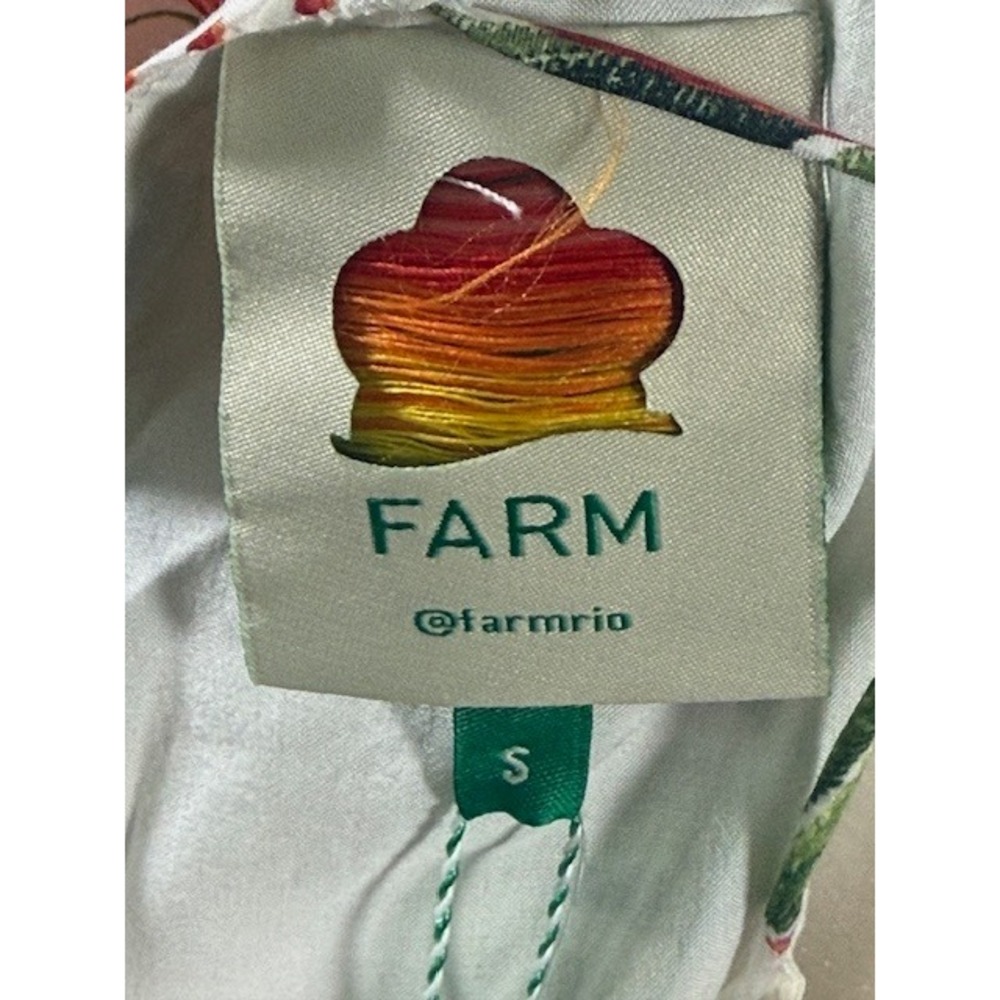 Farm Rio Bloom Garden Mini Dress S Off-White Floral Smocked Puff Sleeve NWT - Picture 3 of 11